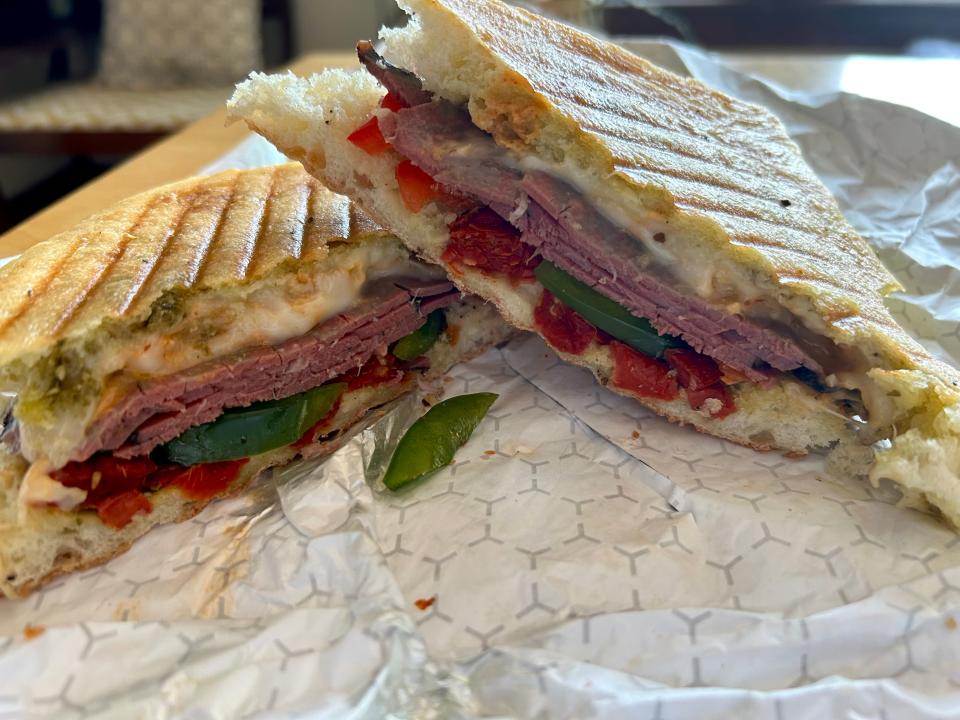 The pastrami is one of a handful of panini served by One & One Caravan, a new family-run food truck in Bay View.