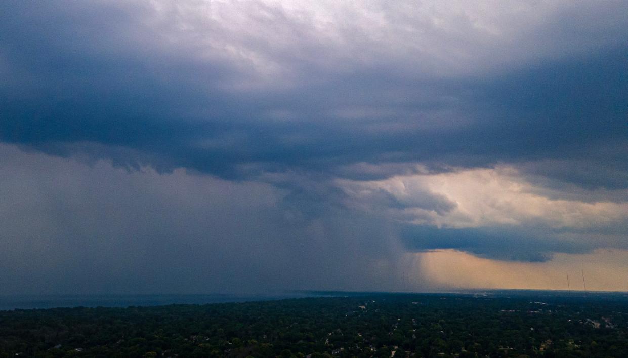 Rain falls over Whitefish Bay and northern suburbs  along the lake to Milwaukee on Wednesday, July 5, 2023. Severe thunderstorm warnings were issued across several counties in southeast Wisconsin.