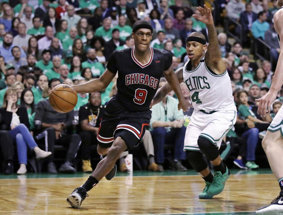 Rajon Rondo has played a key role in helping the Bulls take a 2-0 series lead over the Celtics. (AP) 