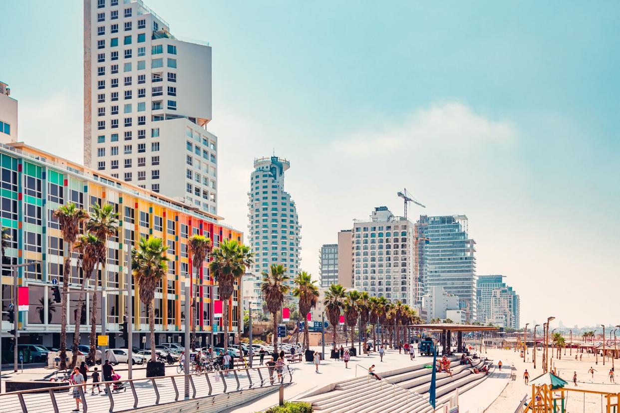 Tel Aviv Beach with people