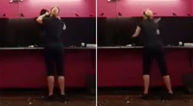 The video appears to show a woman smacking a dog. Source: Facebook