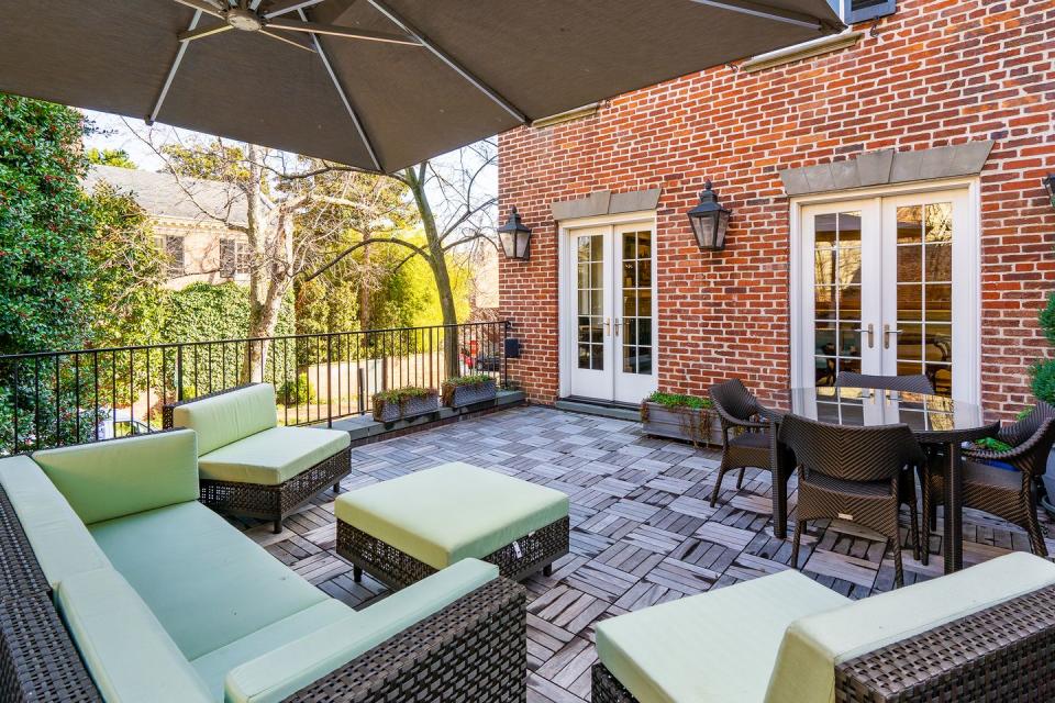 A spacious terrace is one of the home's two outdoor spaces.