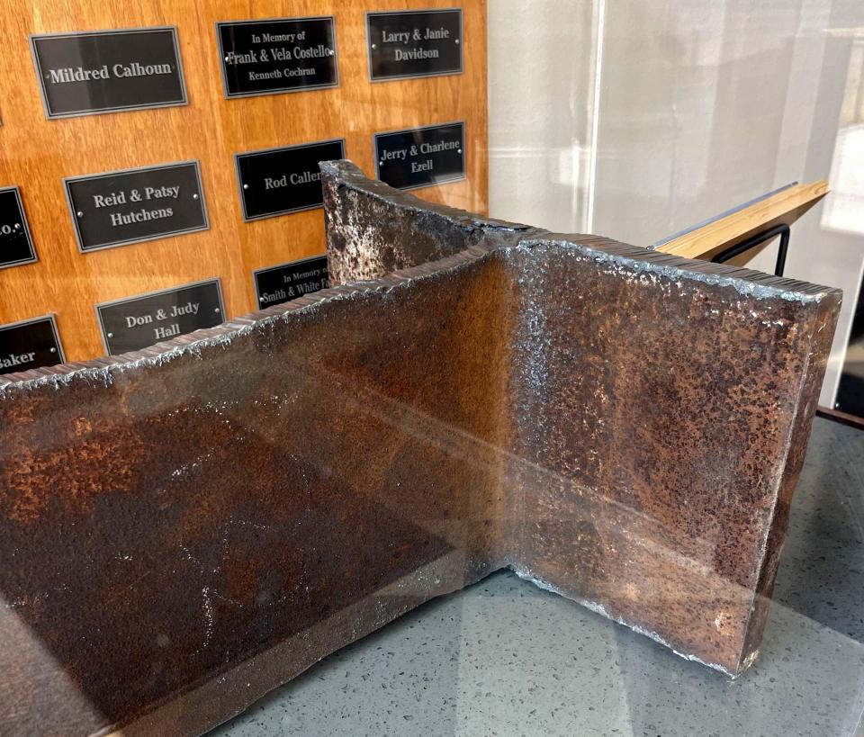 The Chickasaw Nation constructed and donated the design case which houses a Sept. 11, 2001, artifact, a steel I- beam, on display at the Johnston County Courthouse in Tishomingo, 403 W Main.