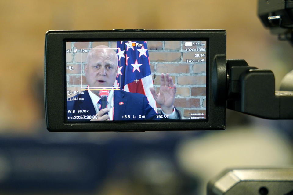 White House senior adviser Mitch Landrieu addresses a crowd during an event to announce $759 million in rural broadband funding at Wake Tech Community College in Raleigh, N.C., on Thursday, Oct. 27, 2022. AccessOn Networks will receive $17.5 million to connect communities, businesses, farms and educational facilities to high-speed internet. (AP Photo/Allen G. Breed)