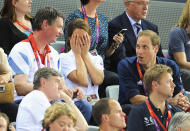 Sir Tim Lawrence, Catherine, Duchess of Cambridge and Prince William, Duke of Cambridge during Day 6 of the London 2012 Olympic Games at Velodrome on August 2, 2012 in London, England. (Photo by Pascal Le Segretain/Getty Images)