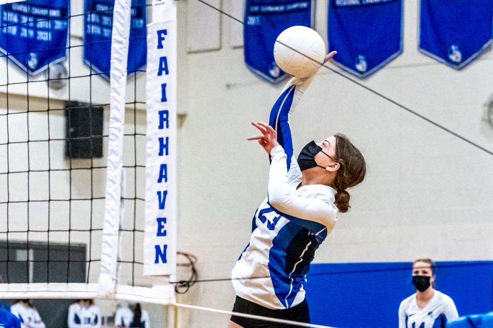 Abby Thomas hits the ball for Fairhaven.