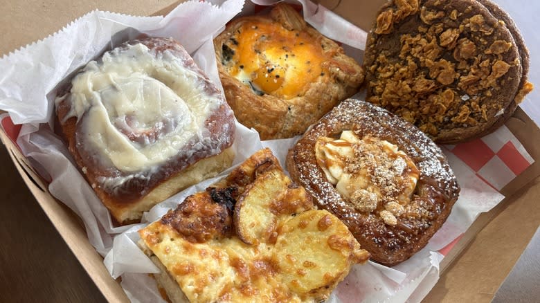 various pastries in box