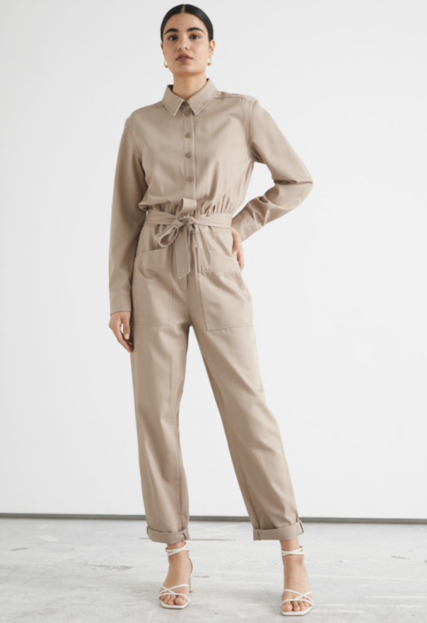 best-jumpsuits-& Other Stories Belted Buttoned Patch Pocket Jumpsuit