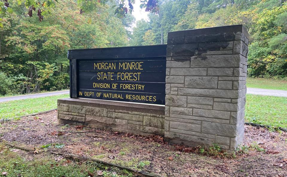 An entrance sign at Morgan-Monroe State Forest.