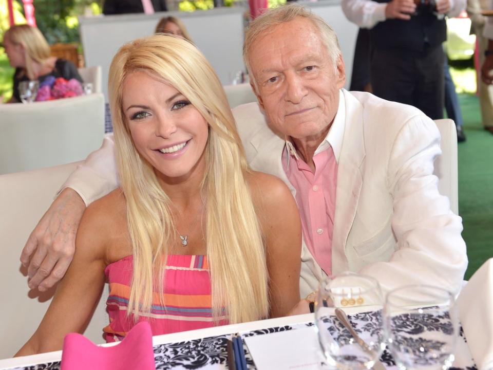 Crystal Hefner and Hugh Hefner at a Playboy luncheon on 9 May 2013 at the Playboy mansion in Holmby Hills, California (Charley Gallay/Getty Images for Playboy)