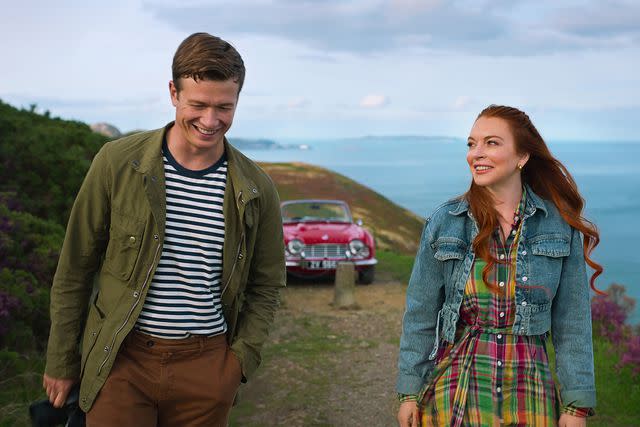 <p>Netflix</p> Ed Speleers and Lindsay Lohan in 'Irish Wish'