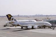 An Etihad plane stands parked at a gate at JFK International Airport in New York, U.S., March 21, 2017. REUTERS/Lucas Jackson