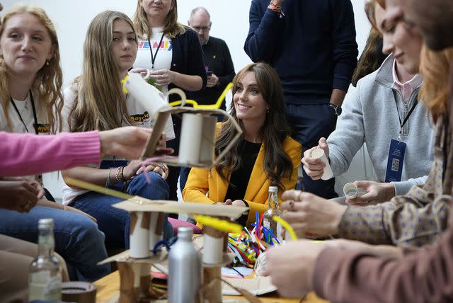 <p>Kirsty Wigglesworth-WPA Pool/Getty Images</p> The Princess of Wales taking part in the workshop