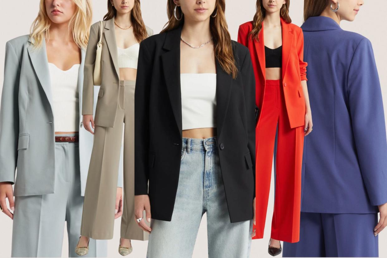 models wearing the Nordstrom blazer in various colours