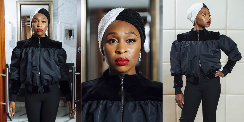 In this combination photo, actress Cynthia Erivo poses during a portrait session during the Toronto International Film Festival in Toronto on Sept. 10, 2019. Erivo portrays Aretha Franklin in the National Geographic miniseries “Genius: Aretha.” (Photos by Arthur Mola/Invision/AP)