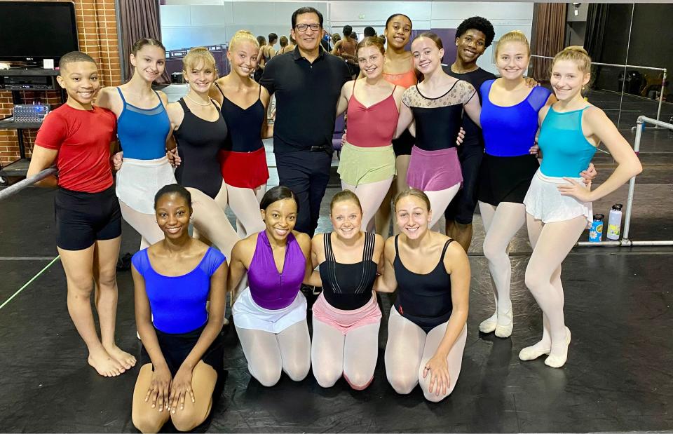Alabama Dance Theatre guest instructor Armando Luna with some of the dancers who will be in Sunday and Monday's Stars of the Riverfront.