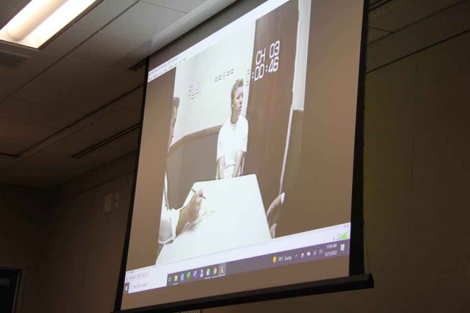 A video of a law enforcement interview video with Paul Flores on June 19, 1996, regarding Kristin Smart’s disappearance is shown to jurors on August 11, 2022, in Monterey County Superior Court in Salinas.