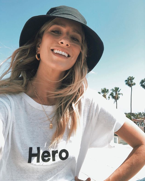 Renee Bargh in a 'Hero' Tshirt on Instagram