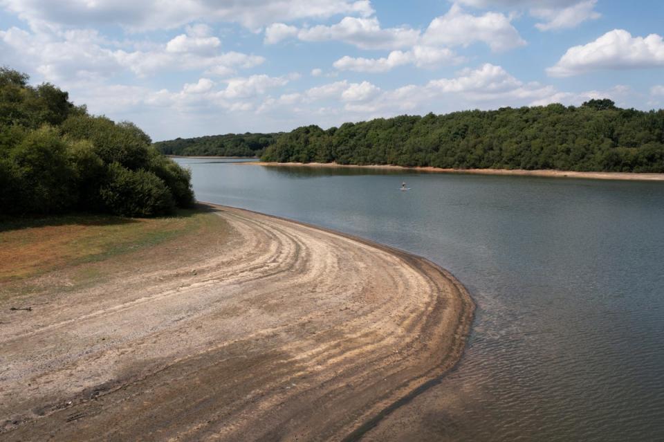 Bewl Water in Kent has seen a dramatic fall in water levels (Getty)