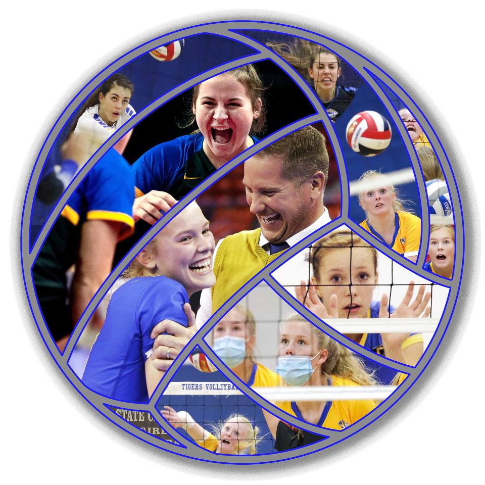 An illustration created with photos from past successes with the Howards Grove volleyball team.