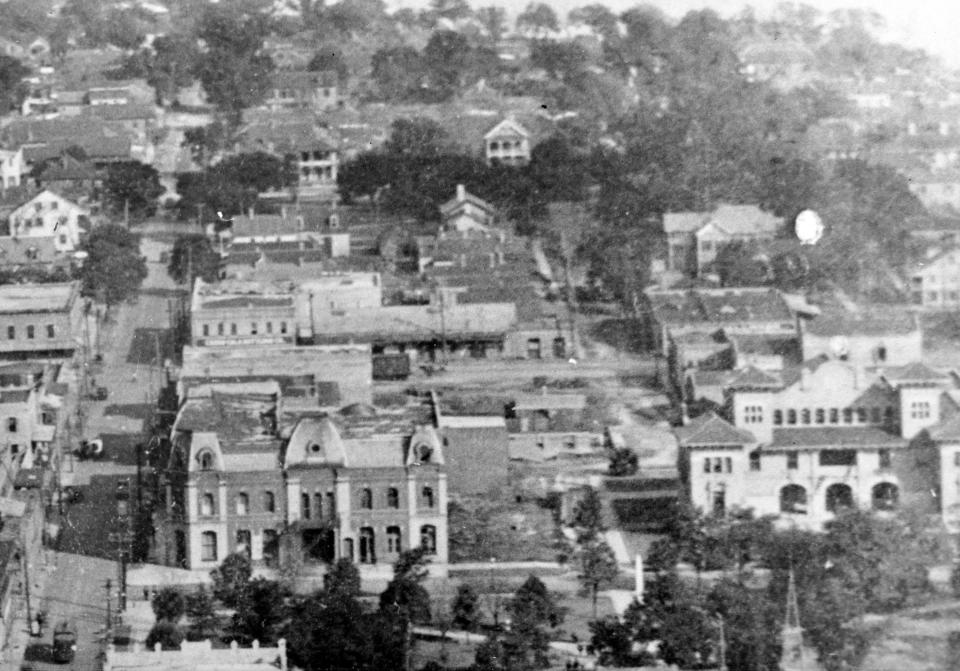 Downtown Pensacola looking east towards St. Michael’s Cemetery as seen during the late 1800’s and early 1900’s