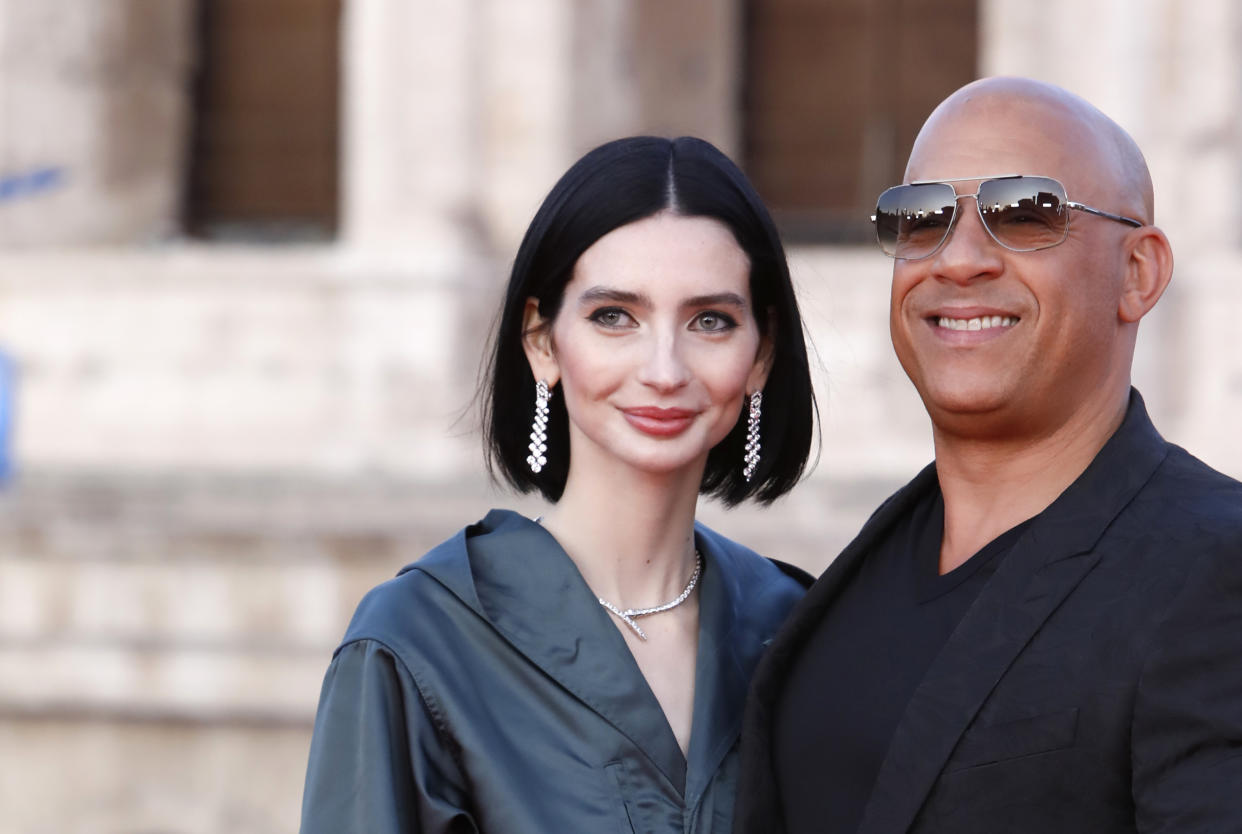 ROME ITALY - MAY 12,2023: US actress Meadow Walker and US actor Vin Diesel arrive for the Premiere of the film 