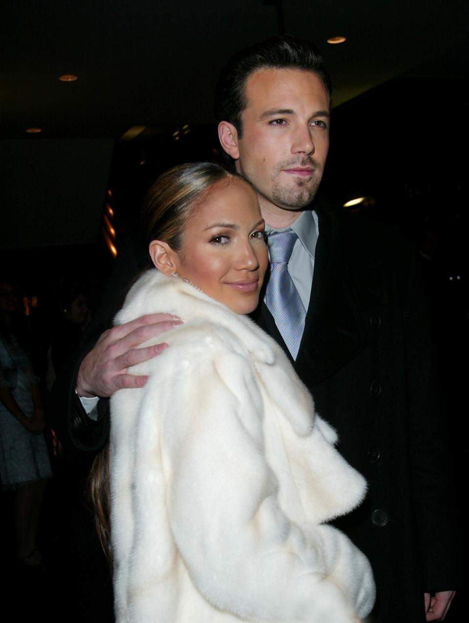Jennifer Lopez and Ben Affleck at the 2002 premiere of "Maid in Manhattan."