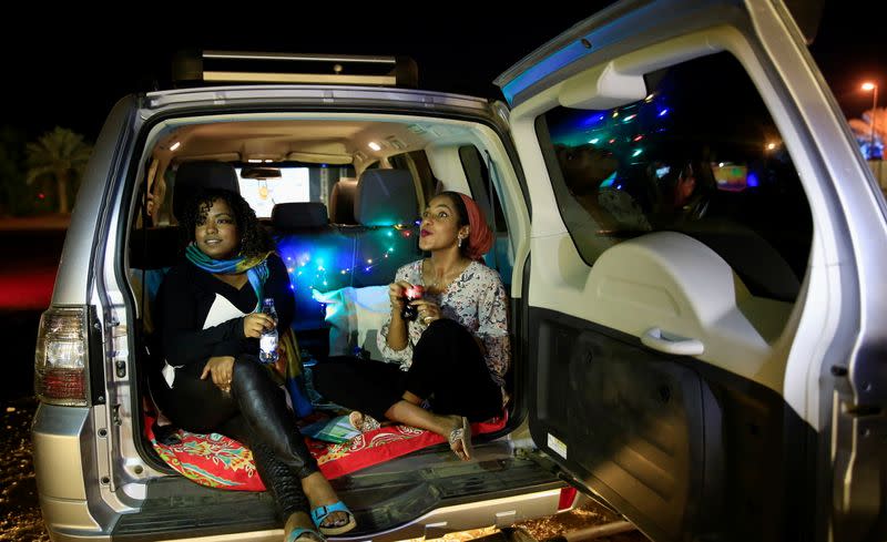 Sudanese watch films from their cars during festival