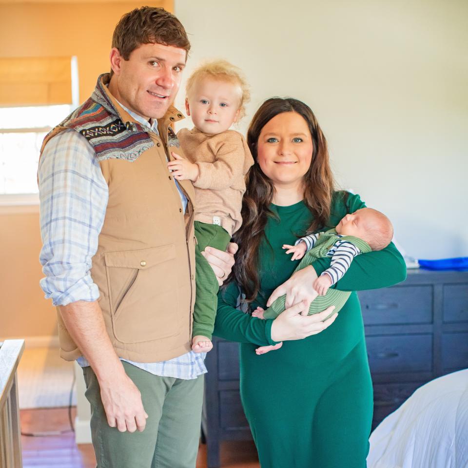 Chelsea Jovanovich with her husband, Jake, and sons Telden and Stetson.