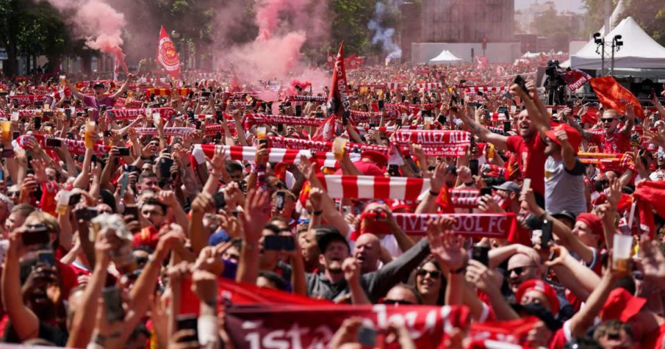 Liverpool fans in Paris ahead of the Champions League final Credit: PA Images