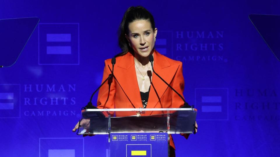 PHOTO: Ashley Biden speaks onstage during the Human Rights Campaign's 2024 Los Angeles Dinner, March 23, 2024, in Los Angeles. (Monica Schipper/Getty Images)