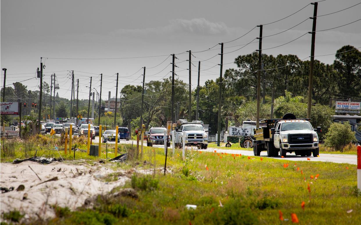 Traffic along Thompson Nursery Road in 2022. The county is getting more money from the state Department of Transportation to help the Thompson Nursery Road extension move forward.