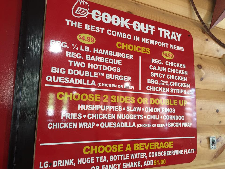 Cookout fast food menu