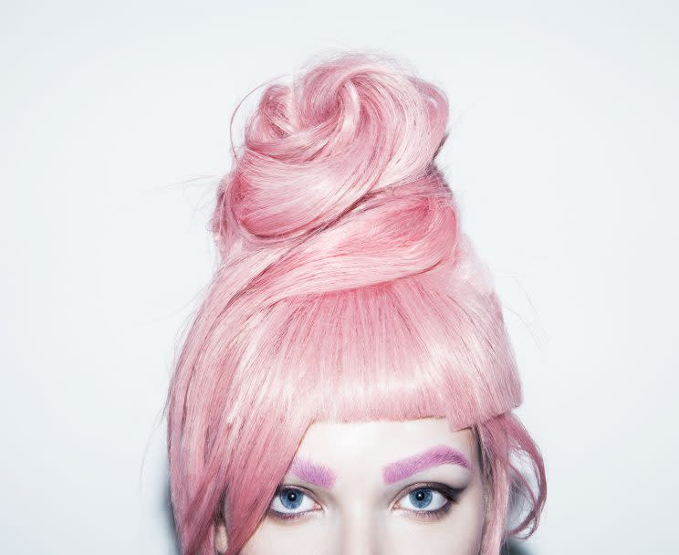 Model with pink hair