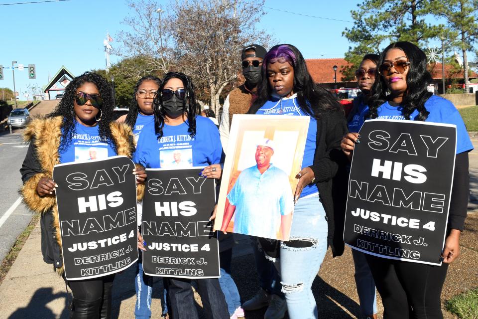 The family of Derrick Kittling gathered in downtown Alexandria for A Call for Justice March for Kittling Thursday afternoon. Derrick Kittling, 45, was shot by a Rapides Parish Sheriff's Office deputy Nov. 6 during a traffic stop. Kittling later died at the hospital. The march was held to seek the immediate release of the deputy's body and dash cam video of the fatal traffic stop.