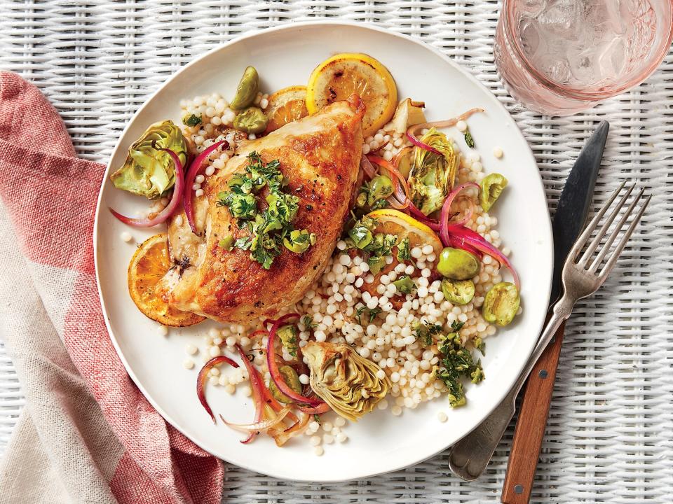 One-Pan Chicken with Lemon, Olives, and Artichokes