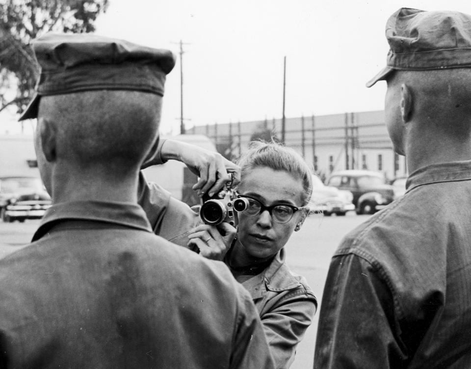 Dickey Chapelle photographs two Marines in San Diego in 1965.