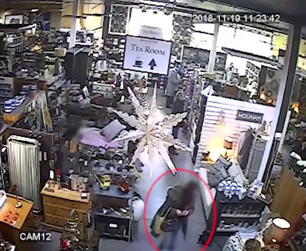 The woman spotted on CCTV in the shop (SWNS)