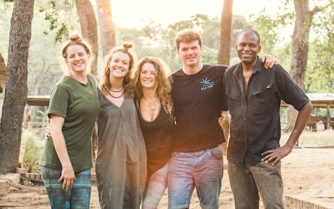 Ranch owners Alice, Frankie and Nina with James Colvin and Sam Banda