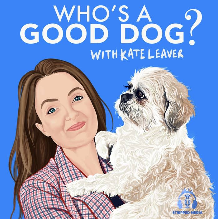 An illustration of Kate Leaver holding a dog