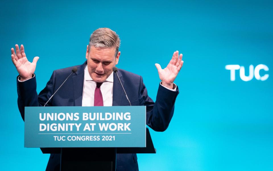 Sir Keir Starmer, the Labour leader, speaking at the TUC congress in London