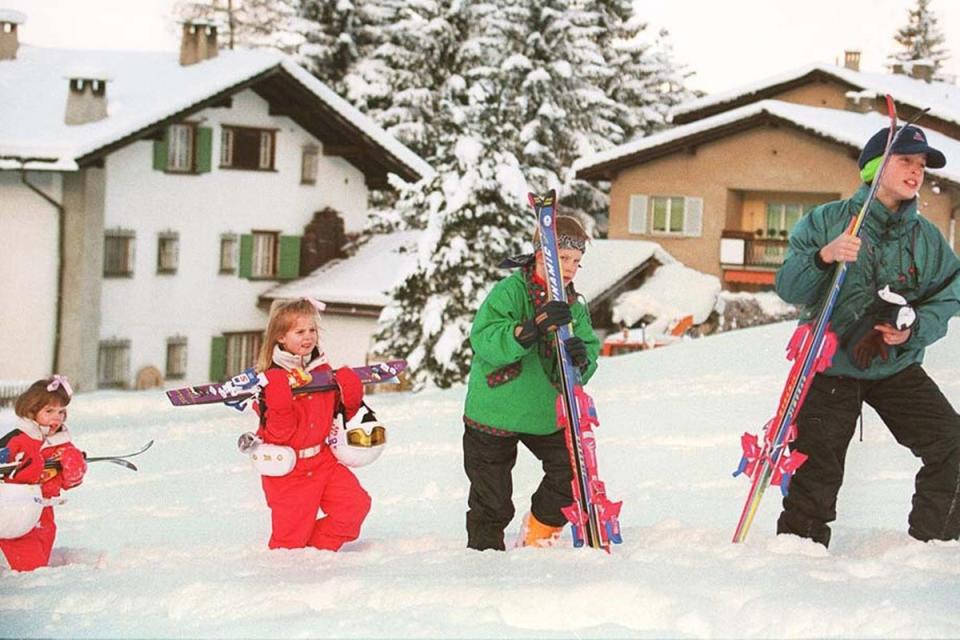 Princess Eugenie, Princess Beatrice and cousins Prince Harry and Prince William on holiday in Klosters (PA Images)