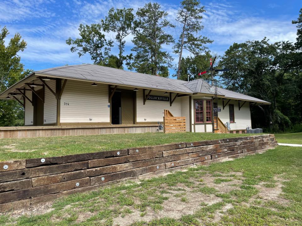 Located in a restored train depot, the Pollocksville Town Hall building was relocated to higher ground following Hurricane Florence and recently reopened.