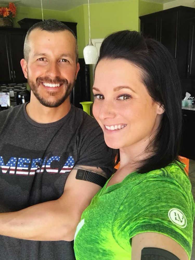 Chris Watts, at left, with Shanann Watts