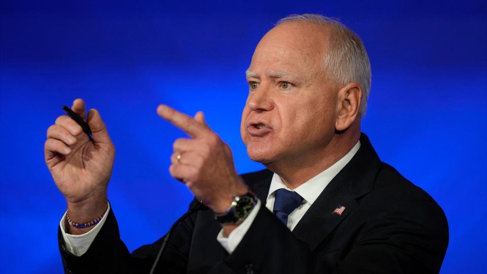 PHOTO: Democratic vice presidential nominee Minnesota Governor Tim Walz attends a debate with Republican vice presidential nominee Sen. JD Vance in New York City, Oct. 1, 2024. (Matt Rourke/AP)