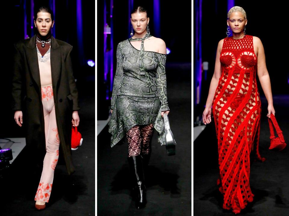 Models walk the runway during Marco Rambaldi's Milan Fashion Week show.