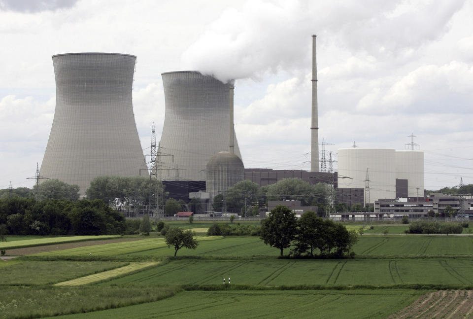 FILE - The nuclear power station is seen in Gundremmingen,southern Germany, May 23, 2006. Germany on Friday, Dec. 31, 2021 is shutting down half of the six nuclear plants it still has in operation, a year before the country draws the final curtain on its decades-long use of atomic power. (AP Photo/Christof Stache, file)