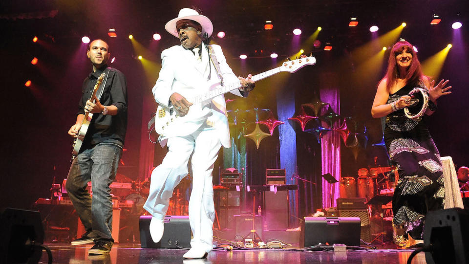 Musician Larry Graham performs on stage during Dave Koz & Friends At Sea 2013 on September 29, 2013 in Rome, Italy.
