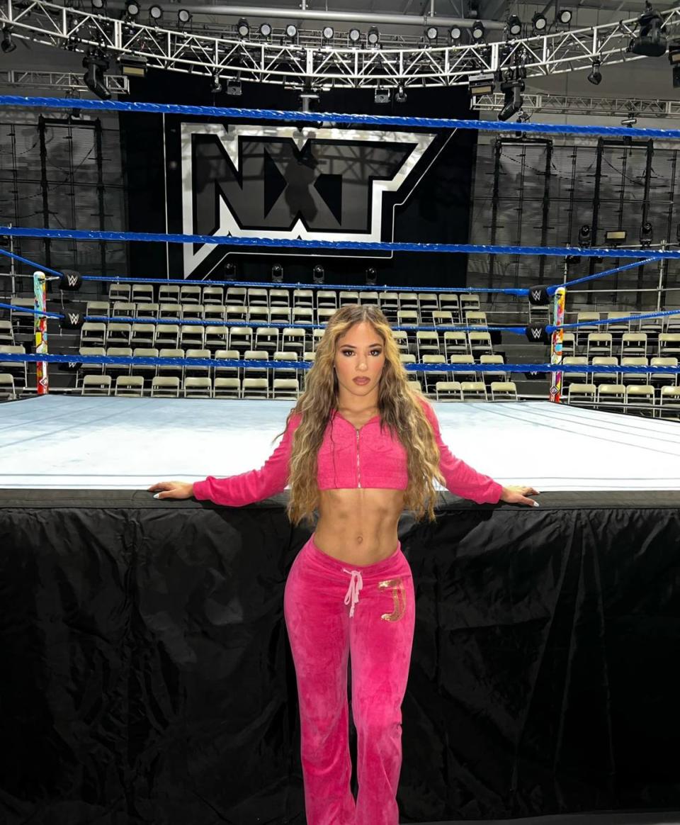 WWE NXT superstar Lola Vice (aka Miami’s Valerie Loureda) is a taekwondo master and a former Bellator MMA fighter. She also owns her own clothing line.