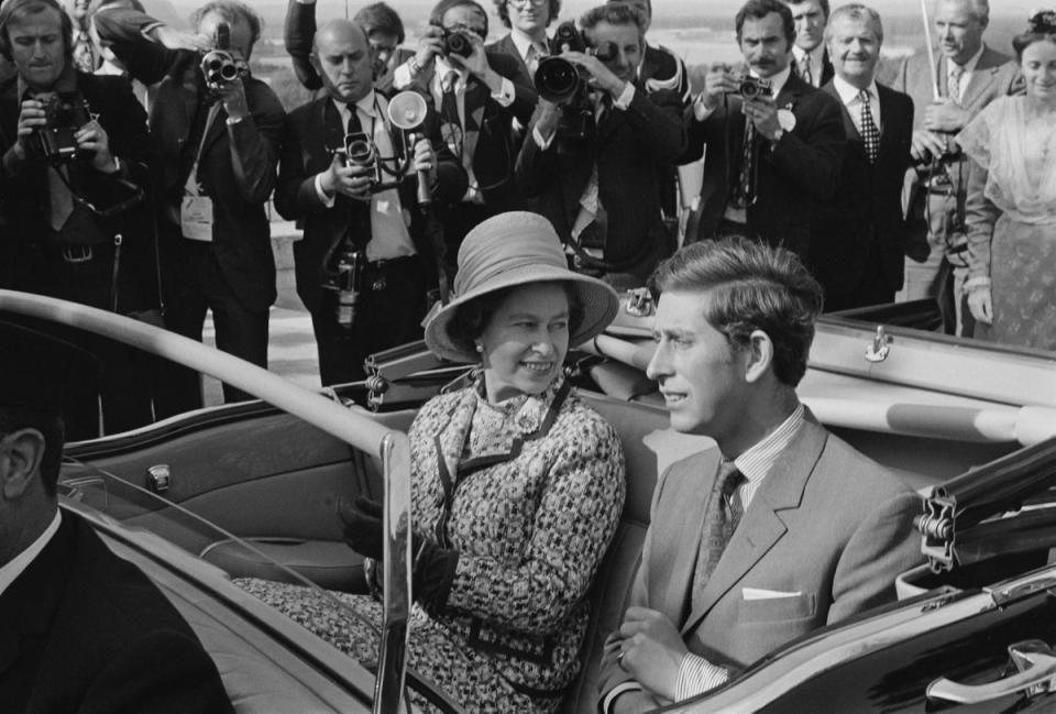 With Charles, Prince of Wales, in Avignon during a state visit, May 1972 (Getty)
